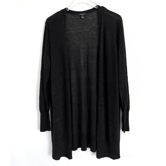 Halogen Sweaters - Halogen Nordstrom Black Open Front Longline Cardigan Sweater - Lightweight Knit